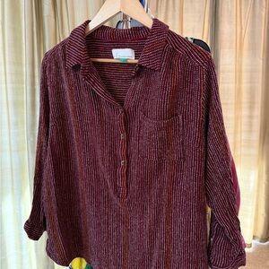 Anthropologie Women's Burgundy Button-Up Top